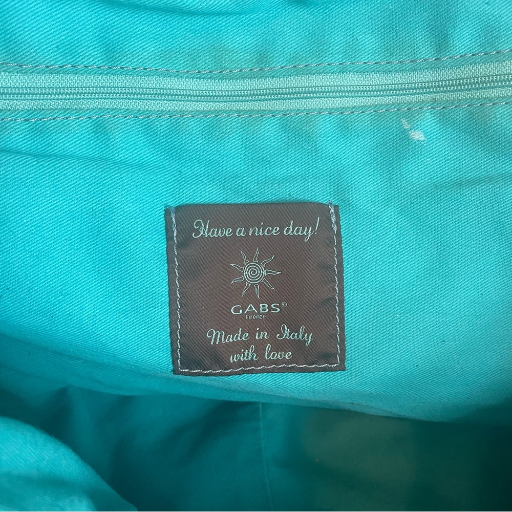 GABS Italian Leather Convertible Tote Orange Teal - Picture 11 of 14